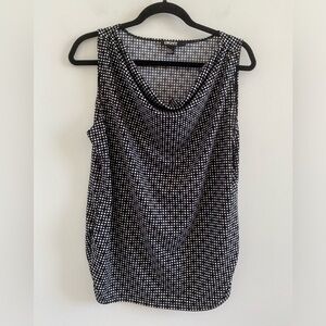 DKNY Black & White Polka Dot Stretch Tank Top Size Large